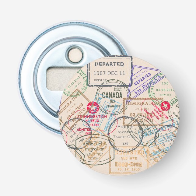 Abrebotellas Viajes de sellos de pasaporte (Anverso)
