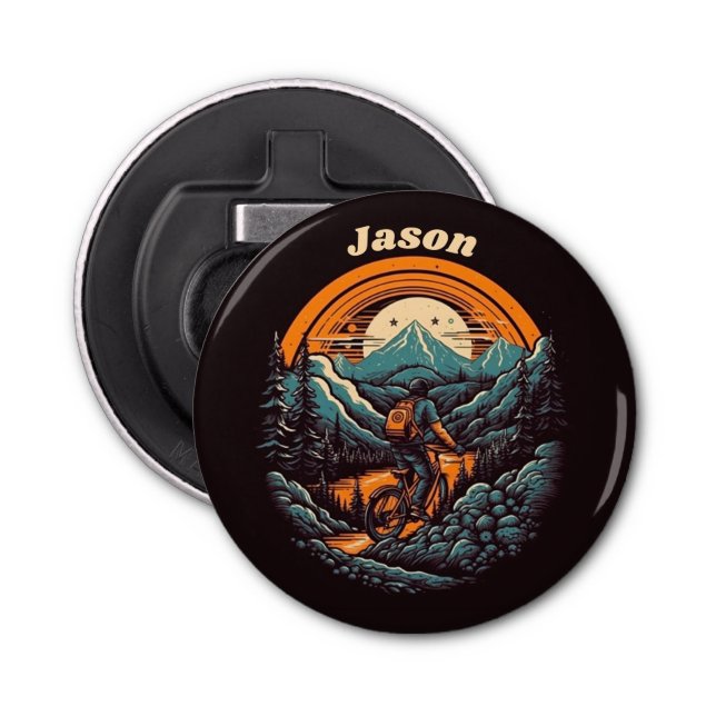 Abrebotellas Vida en bicicleta, personalizable retro (Anverso)