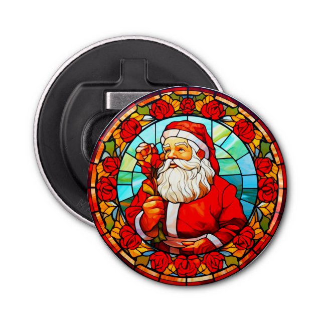 Abrebotellas Vidrio Manchado Santa Navidad Ornamento-67680 (Anverso)