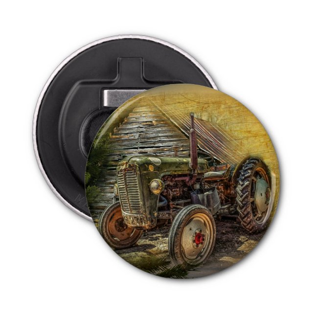 Abrebotellas Viejo Bar Rústico Vintage Green Tractor (Anverso)