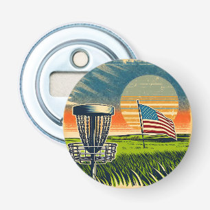 Abrebotellas Vintage American Flag Disk Golf Vintage Sun