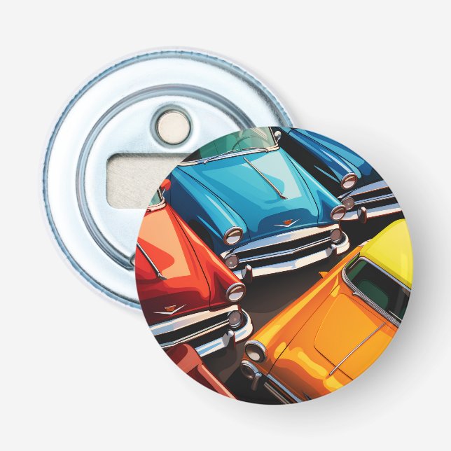 Abrebotellas Vintage Cars Pattern (Anverso)