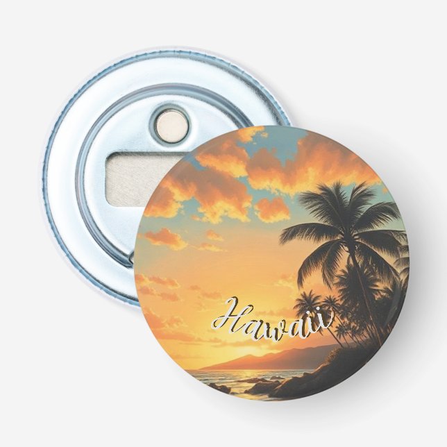 Abrebotellas Vintage Style Hawaiian Travel Coast Sea Sunset (Anverso)