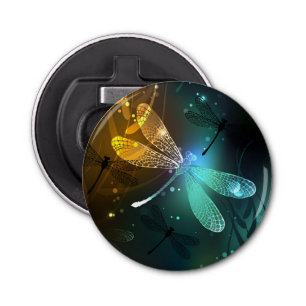 Abrebotellas Vuelo de libélula luminosa verde