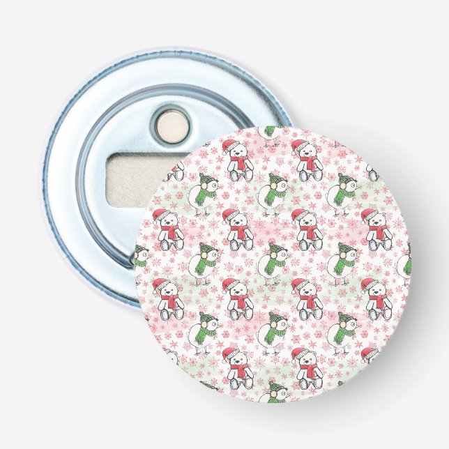 Abrebotellas Watercolor santa Teddy Oso y Navidades de birdie (Anverso)