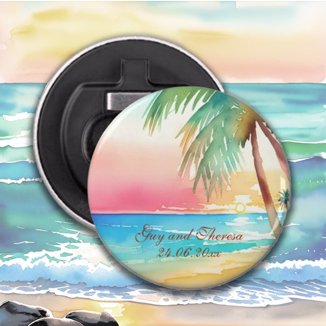 Abrebotellas Watercolor Tropical Beach Wedding (Subido por el creador)