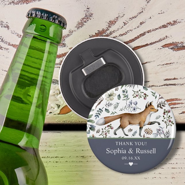 Abrebotellas Watercolor Woodland Fox Greenery Gracias (Watercolor Woodland Fox Greenery Thank You Bottle Opener)