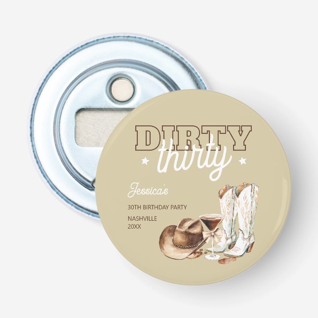 Abrebotellas Western Dirty Thirty Beige 30th Birthday Party (Anverso)