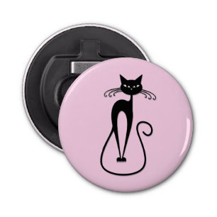 Abrebotellas Whimsical Skinny Black Cat Rosa
