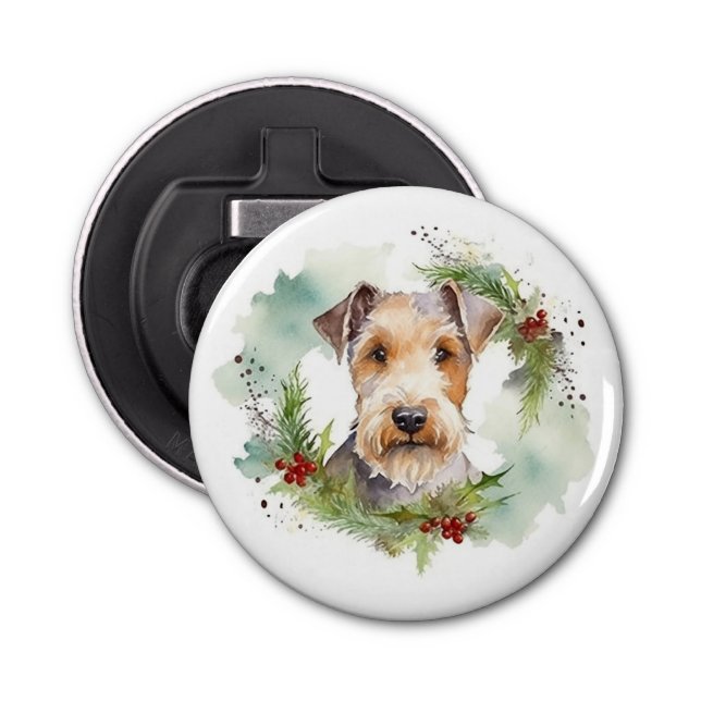 Abrebotellas Wirefox Terrier Navidades Wreath Festive Pup (Anverso)