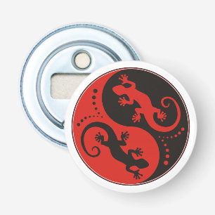 Abrebotellas YIN y YANG Geckos rojo negro + tu idea de fondo