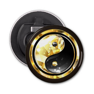 Abrebotellas Yin Yang dorado en negro