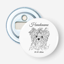 Abrebotellas Yorkshire Terrier one line art customizable dog