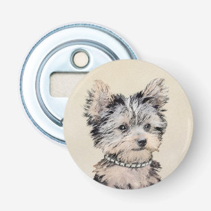 Abrebotellas Yorkshire Terrier Puppy Pintando Arte Original De