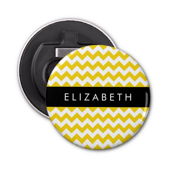Abrebotellas Zigzag Amarillo, Chevron Amarillo, Tu Nombre (Anverso)