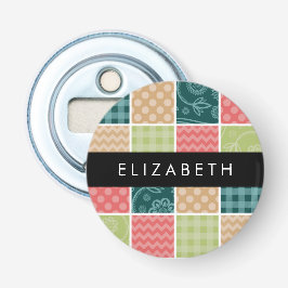 Abrebotellas Zigzag, Chevron, Gingham, Puntos Polka, Tu Nombre