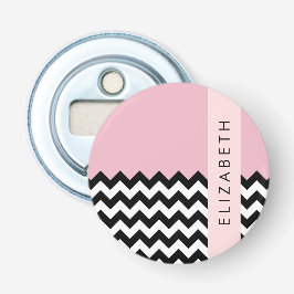 Abrebotellas Zigzag negro y blanco, chevron, rosado, tu nombre