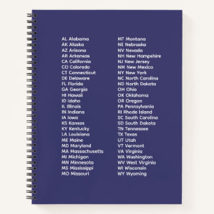 Abreviaturas de estados de EE. UU. – Cuaderno en e
