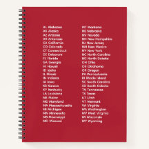 Abreviaturas de los 50 estados – Cuaderno en espir