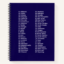 Abreviaturas de los 50 estados – Cuaderno espiral