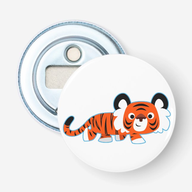 Abridor de botella de botón de Tigre de dibujos an (Anverso)