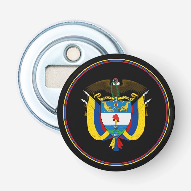 Abridor de botellas de bandera colombiana, emblema (Anverso)