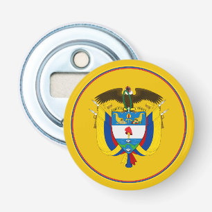 Abridor de botellas de bandera colombiana, oro emb