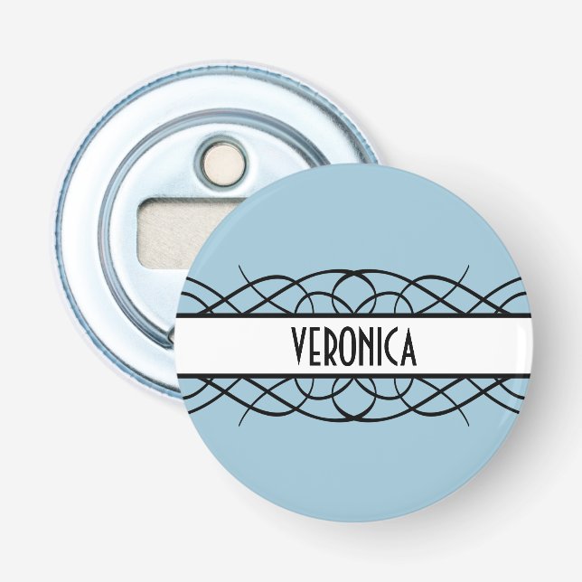 Abridor de botellas de botón Flourish de marfil De (Anverso)