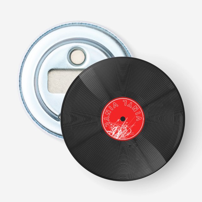 Abridor de botellas de vinilo rojo retro (Anverso)