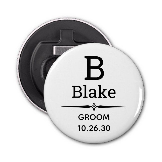 Abridor de botellas monogramado Groom (Anverso)