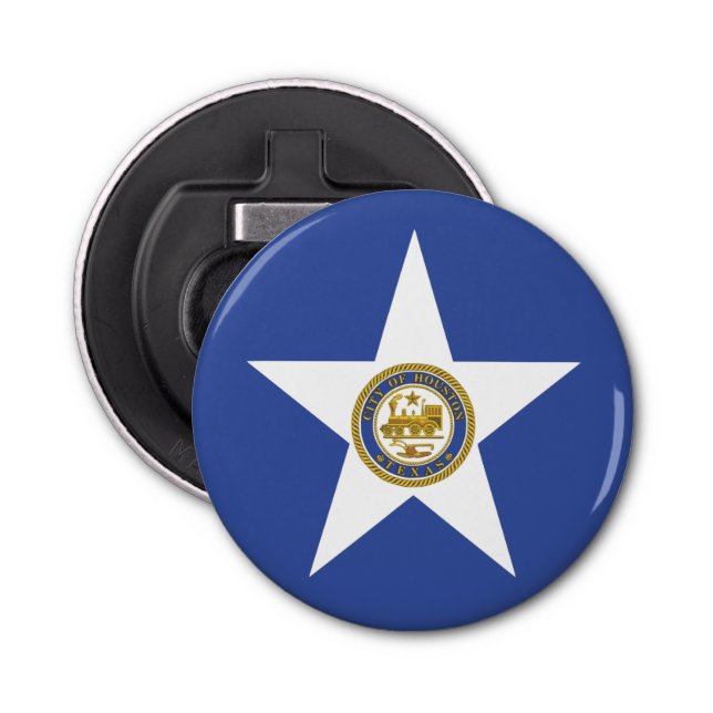 Abridor de frasco con bandera de Houston (Anverso)