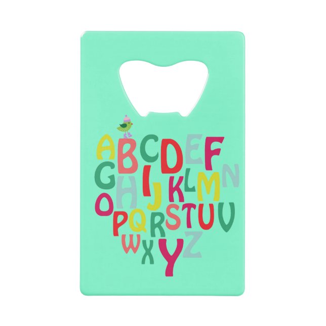 Abridor de frascos de tarjeta de crédito Alphabet (Anverso)