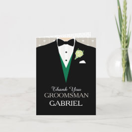 Abrigo verde groomsman tarjeta de agradecimiento