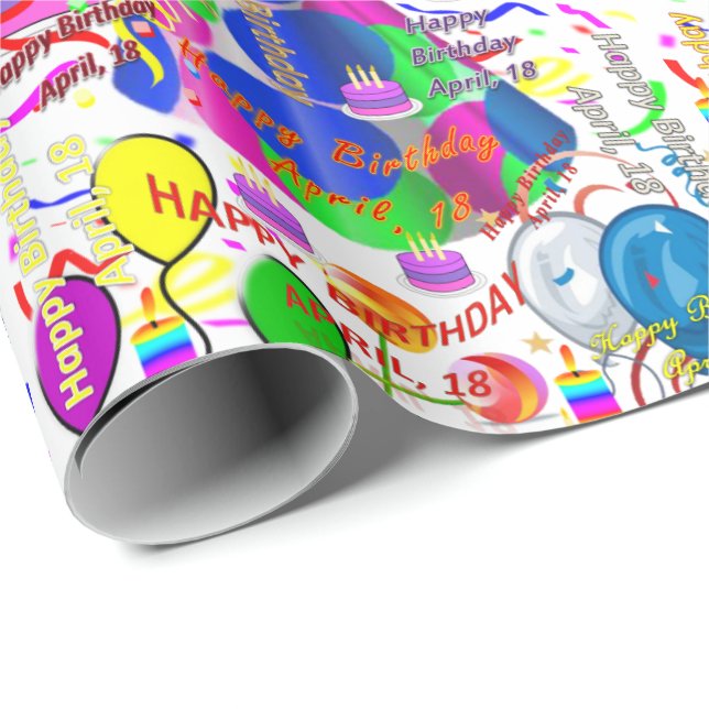 Abril, 18 Papel de ajuste de regalo de cumpleaños (Esquina del rollo)