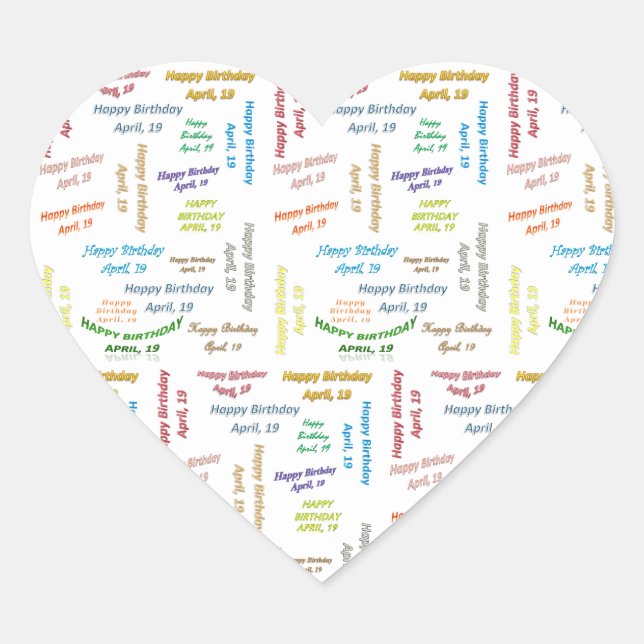 Abril, 19 Pegatina de cumpleaños (Anverso)