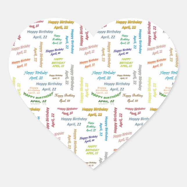 Abril, 22 Pegatina de cumpleaños (Anverso)