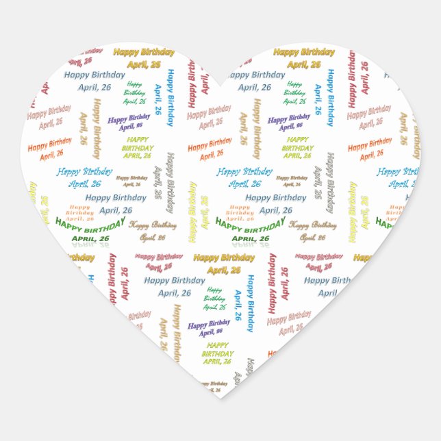 Abril, 26 Pegatina de cumpleaños (Anverso)