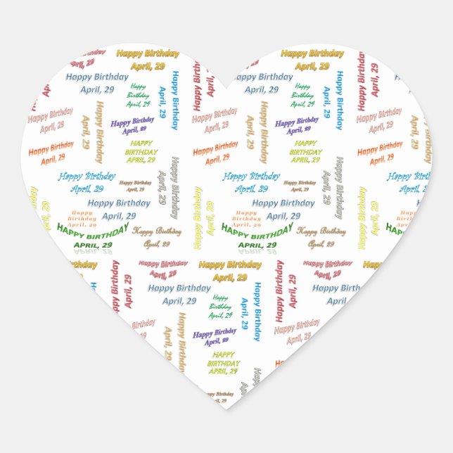 Abril, 29 Pegatina de cumpleaños (Anverso)