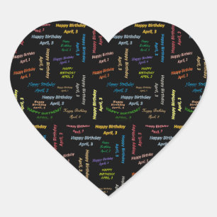 Abril, 3 Pegatina de cumpleaños