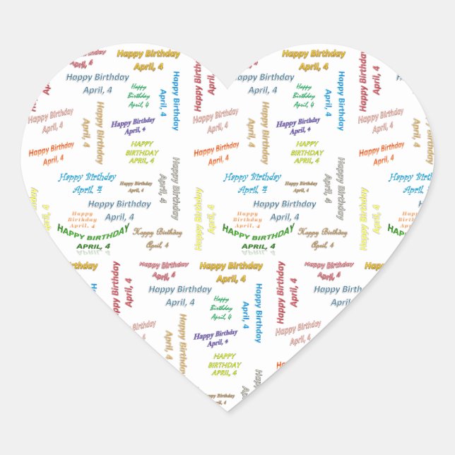 Abril, 4 Pegatina de cumpleaños (Anverso)