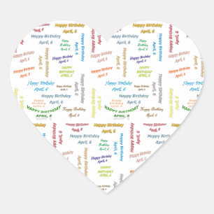 Abril, 6 Pegatina de cumpleaños