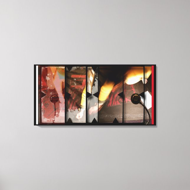 Abrir trabajo sobre el lienzo de fotomontaje rojo  (Anverso)