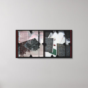 Abrir trabajo sobre el lienzo de fotomontaje rojo 