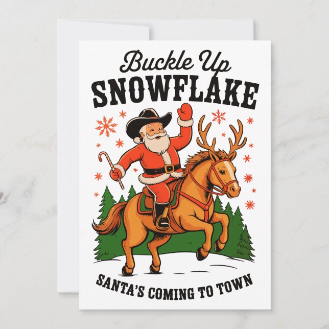 Abróchense Snowflake Rodeo Vaquero Santa Navidad (Anverso)