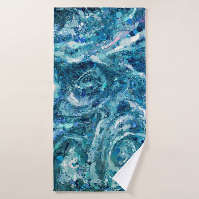 Abstracción de las olas del mar Verde azulado blan (Toalla de baño)
