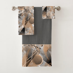 abstracción gris, marrón. conjunto de toallas de
