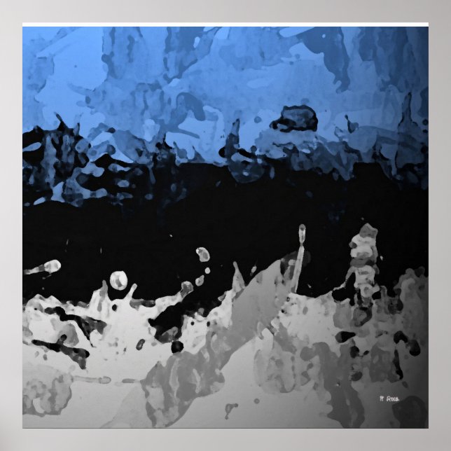 Abstract dark blue and grey póster (Frente)