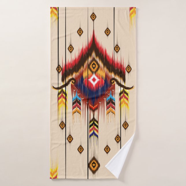 Abstract ethnic geometric pattern, Ikat geometric  (Toalla de baño)