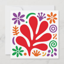 Abstract Floral Flat Card–Colorful Modern Folk Art