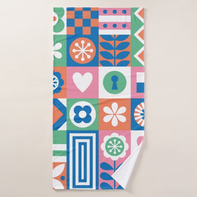 Abstract floral seamless pattern. Scandinavian and (Toalla de baño)